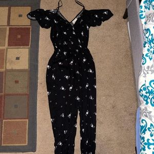 Black floral jumpsuit